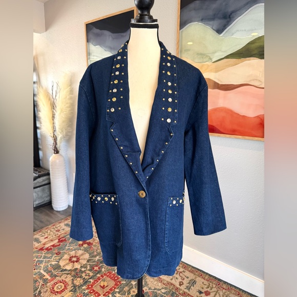 Vintage Danielle Denim Blazer with Studs and Gems - Picture 4 of 11